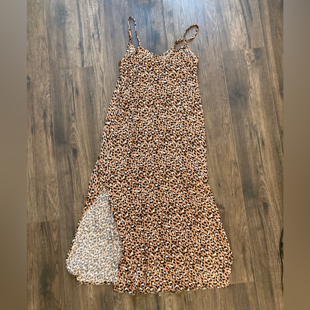 Aerie Animal Print Midi Length Slip Dress